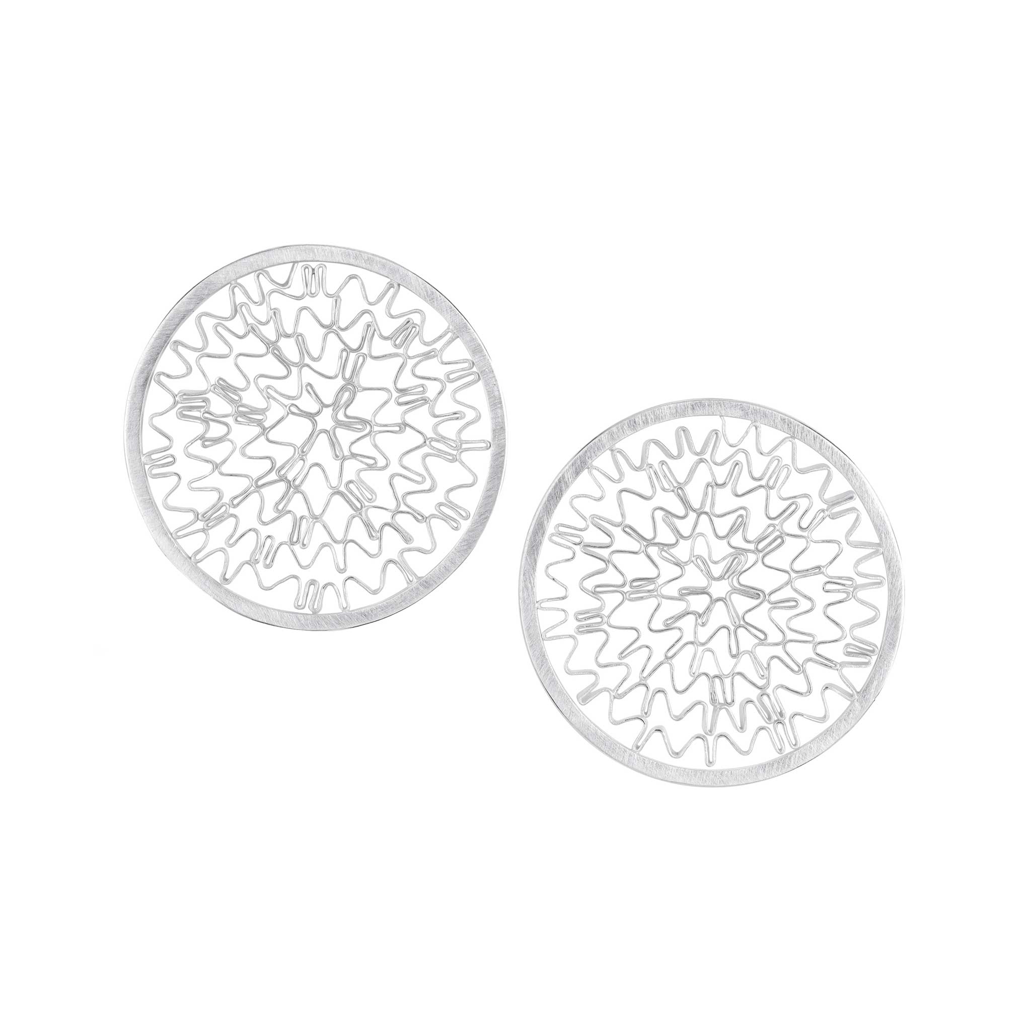 Pair of Maze Earrings in Sterling Silver Wire
